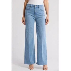 Paige NWOT Genesee Wide Leg Raw Hem Jeans in Ethel Wash Sz 31